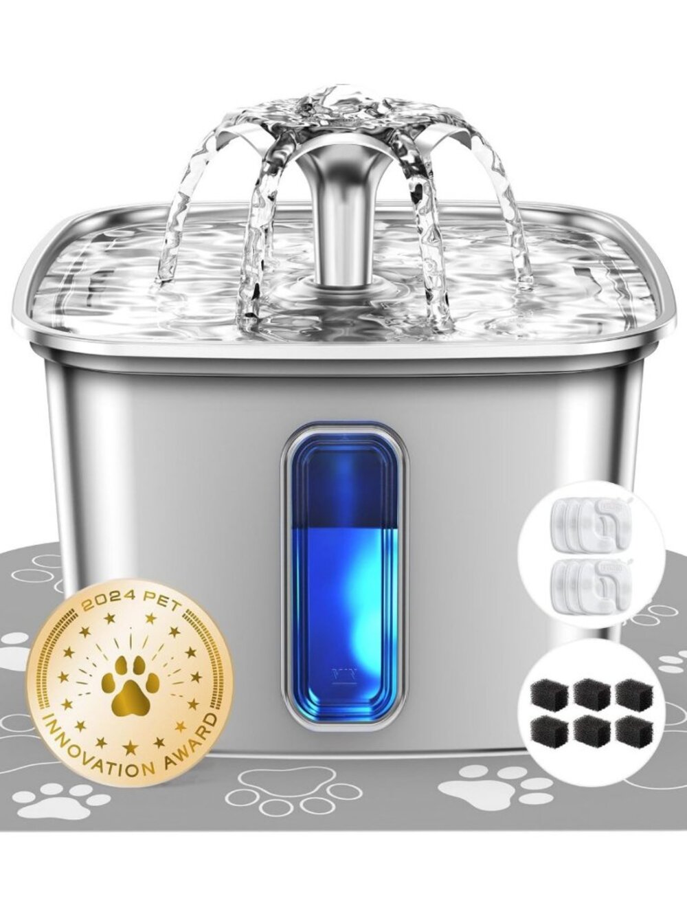 Automatic Stainless Steel Cat Water Fountain 108oz | Pet Water Dispenser